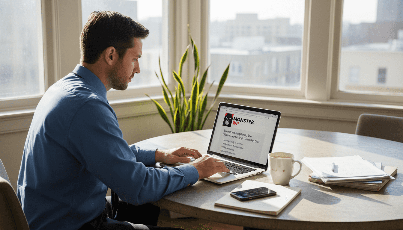 Small business owner using WordPress hosting