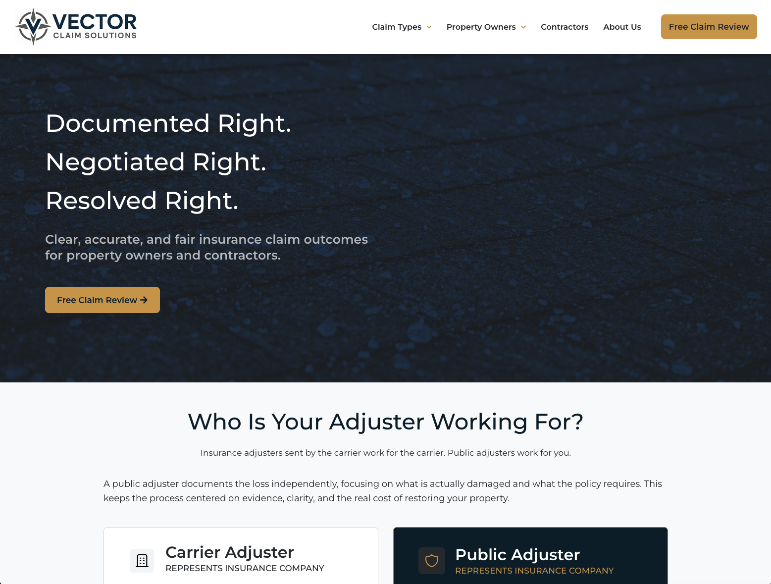 Vector Claim Solutions Website & Marketing Launch