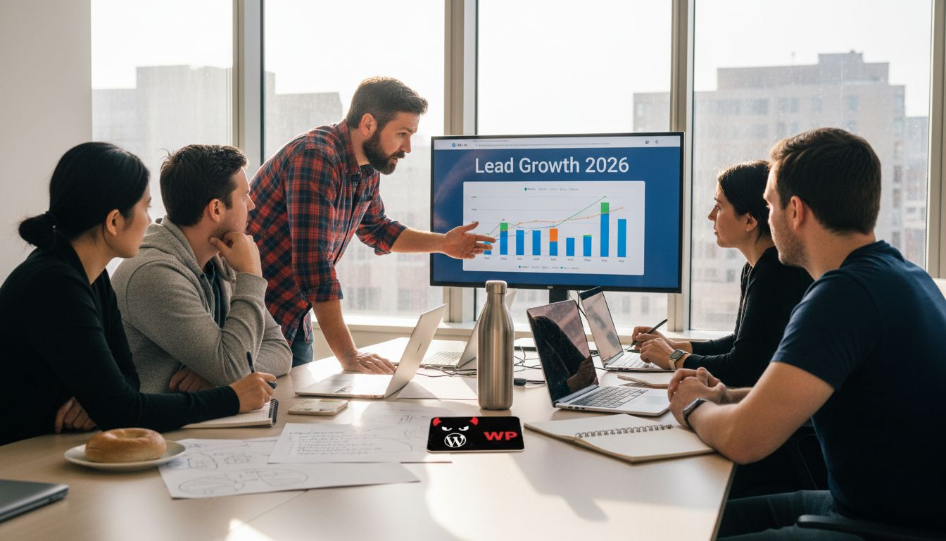 Business team discusses WordPress site management