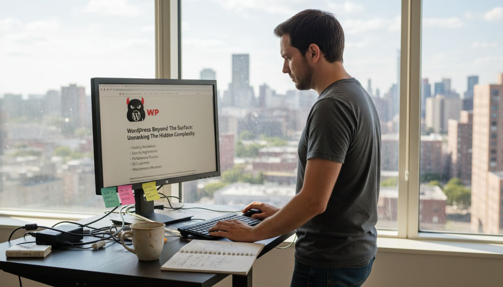 Web developer performing WordPress site updates