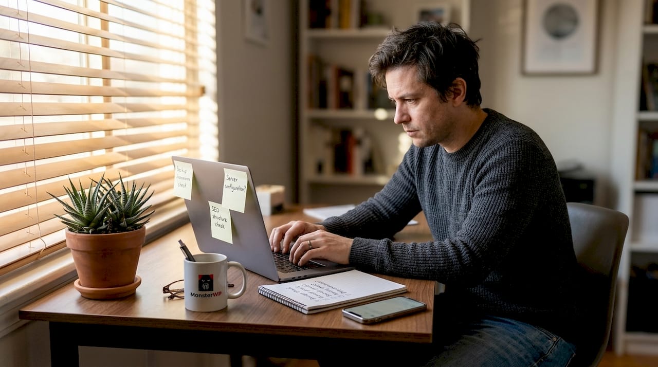 Business owner creating digital marketing checklist