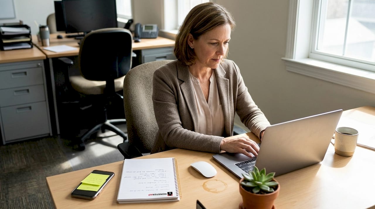 Business owner reviewing website SEO performance