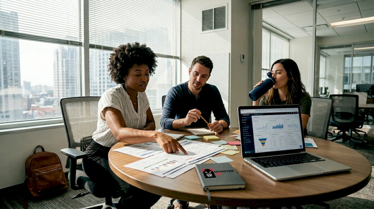 Team meeting to discuss website updates