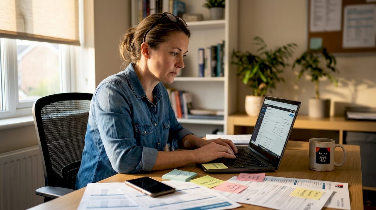 Small-business owner updating business info