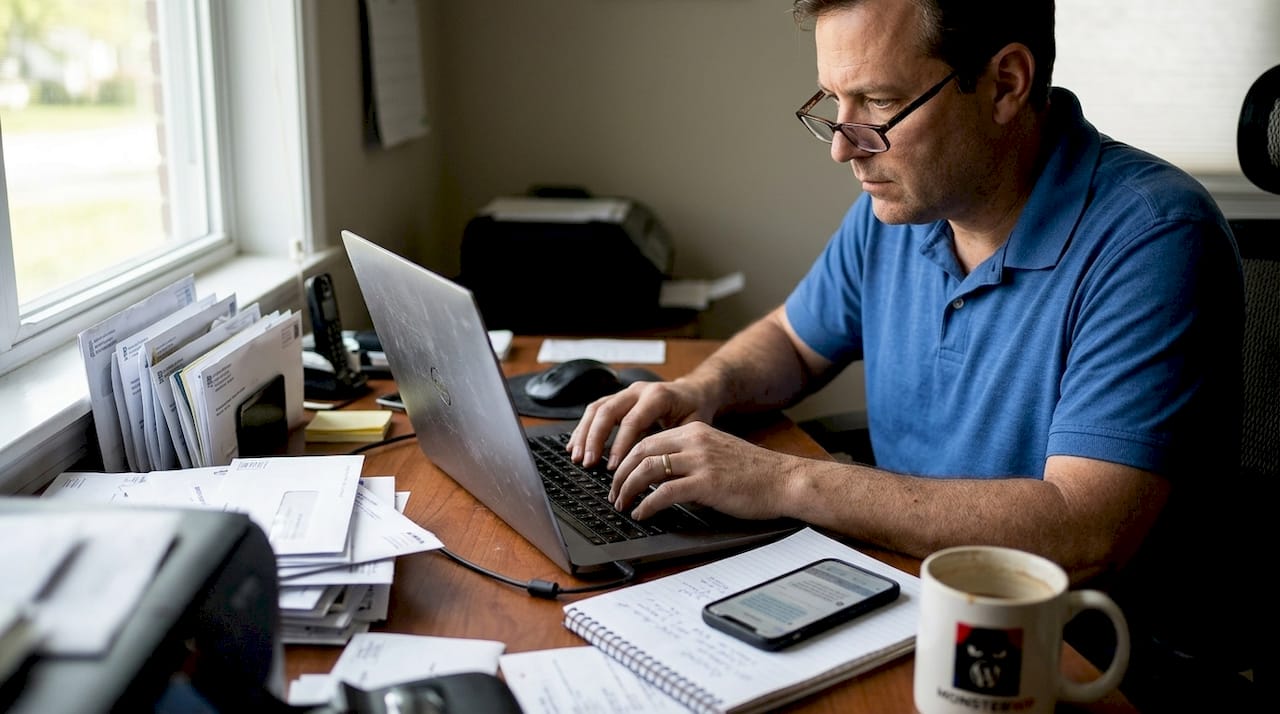 Business owner using website to manage leads