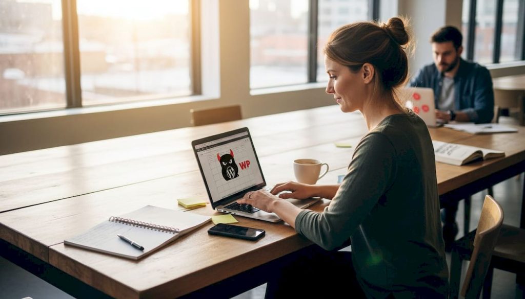 Woman planning content in coworking space