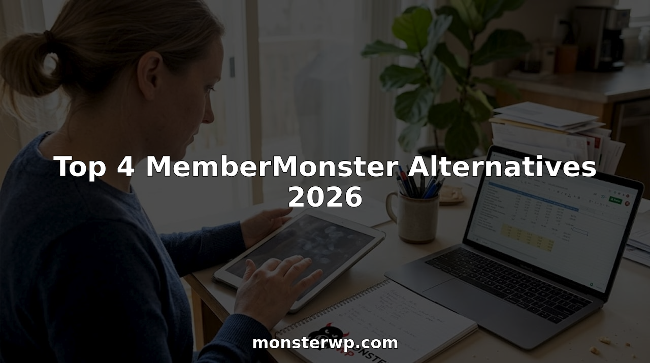 Business owner comparing membership software at kitchen table