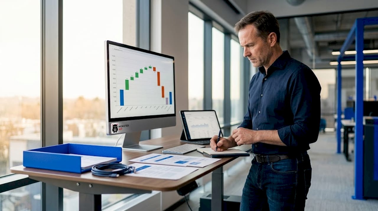 Web developer reviewing website speed data
